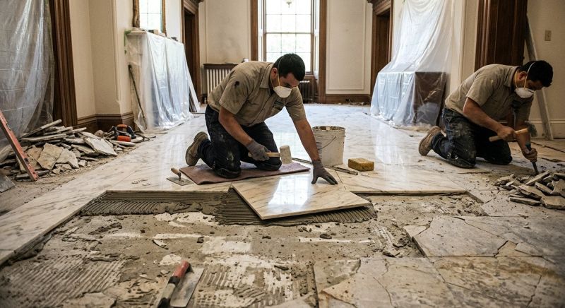 Marble Tile Floor Installation in Olathe, KS